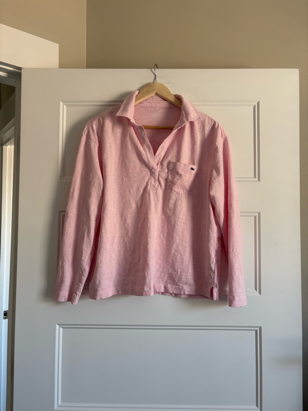 Vineyard Vines Pink Long-Sleeve Polo Pullover